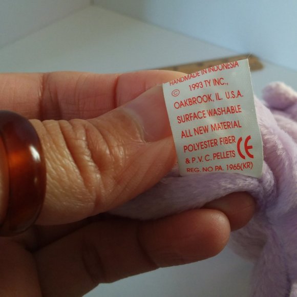 Vintage House Hippo Happy Retired Beanie Baby Ty Plush Stuffed Animal 1993, 9.5" - Picture 5 of 5